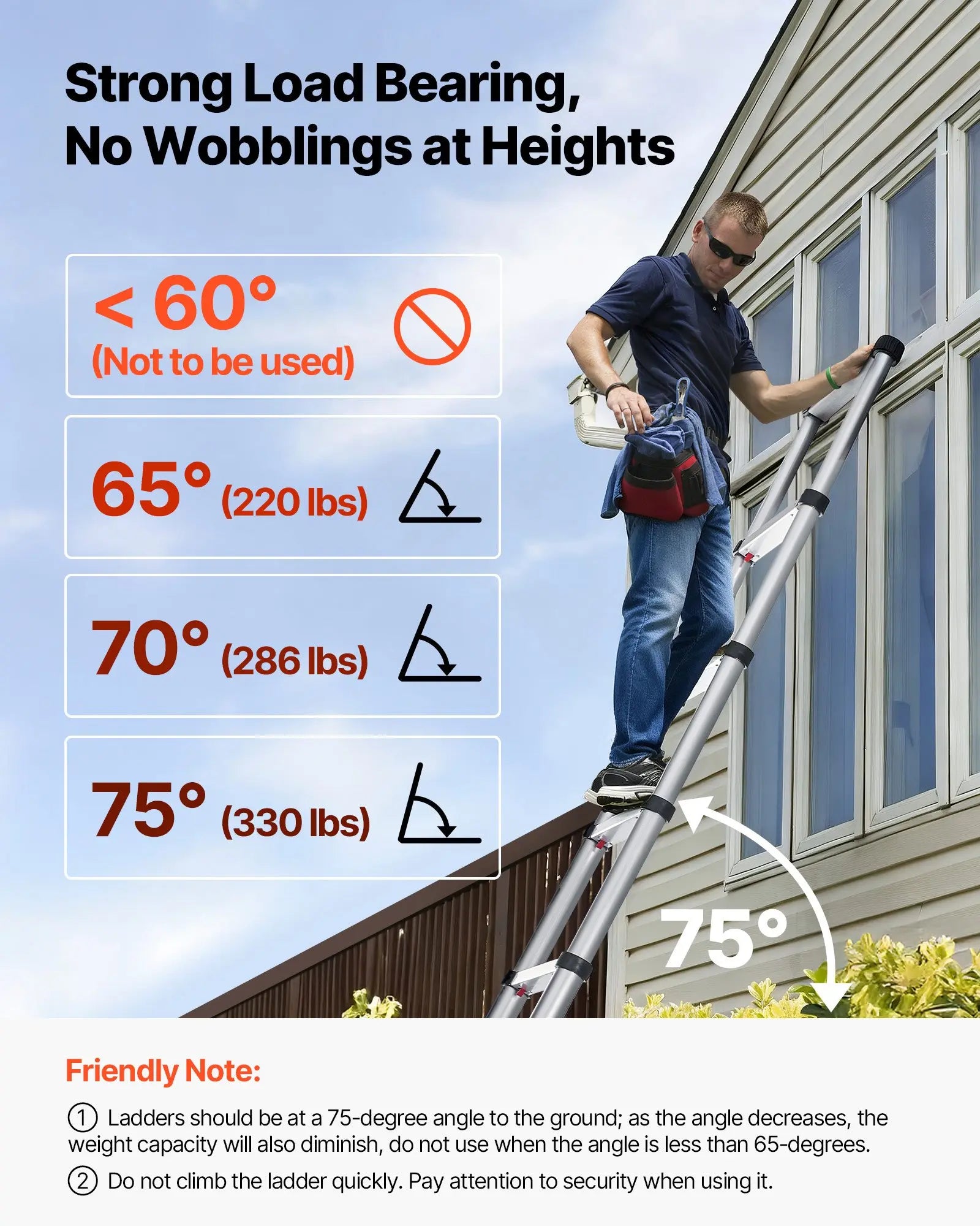 VEVOR Telescoping Ladder, , Mutil-button Retraction Collapsible Extension - View 6