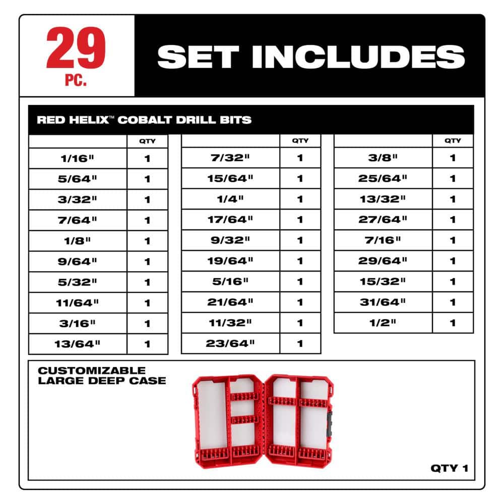 Cobalt Red Helix Drill Bit Set for Drill Drivers (29-Piece) - View 3
