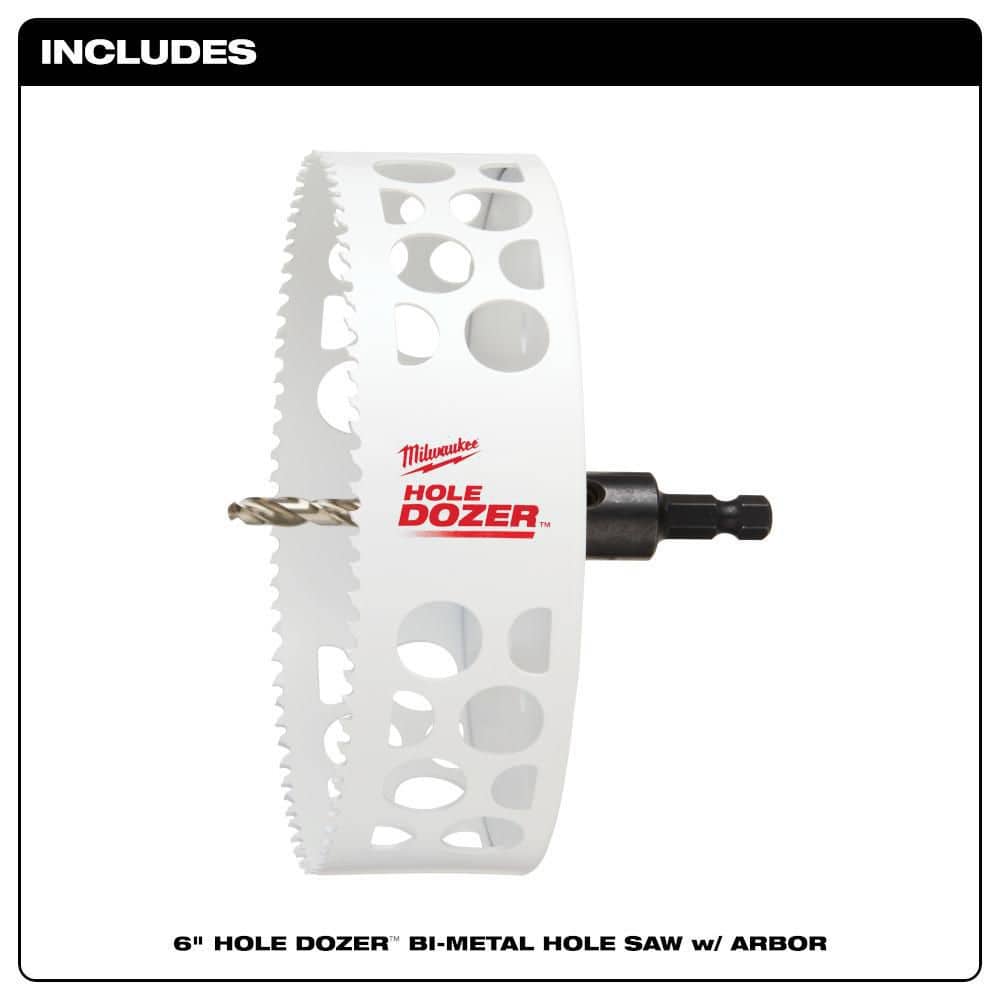 6 in. Hole Dozer Bi-Metal Hole Saw with 3/8 in. Arbor and Pilot Bit - View 3