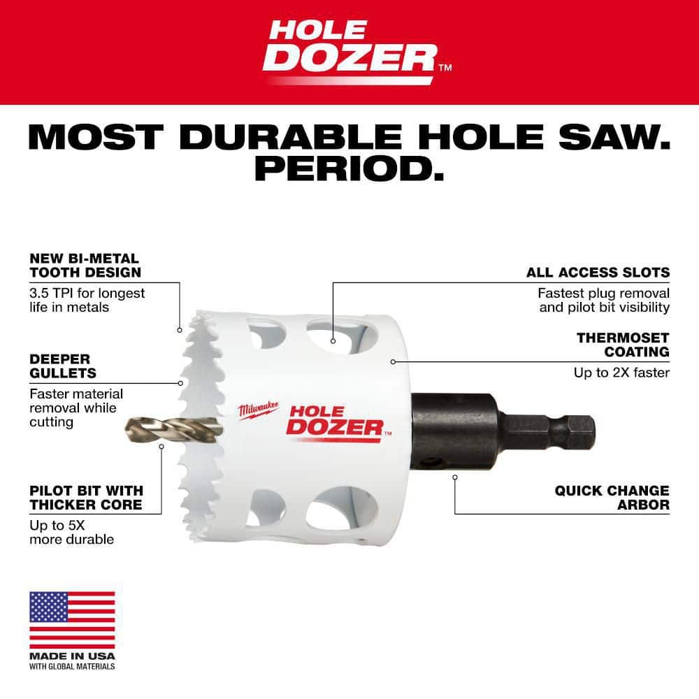 6 in. Hole Dozer Bi-Metal Hole Saw with 3/8 in. Arbor and Pilot Bit - View 4