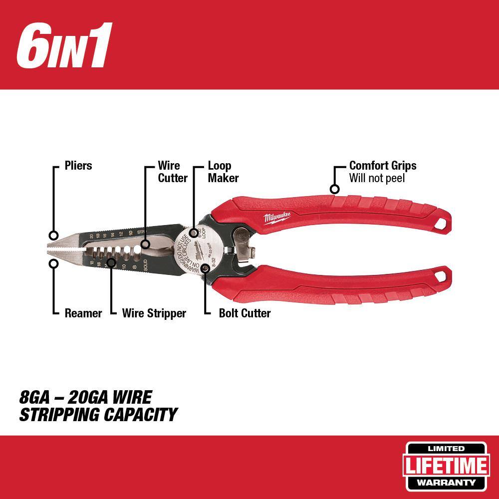 7.75 in. Combination Electricians 6-in-1 Wire Stripper/Cutter Pliers - View 2