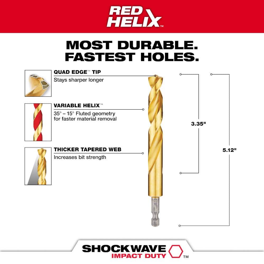 SHOCKWAVE 1/2 in. Titanium Twist Drill Bit - View 3