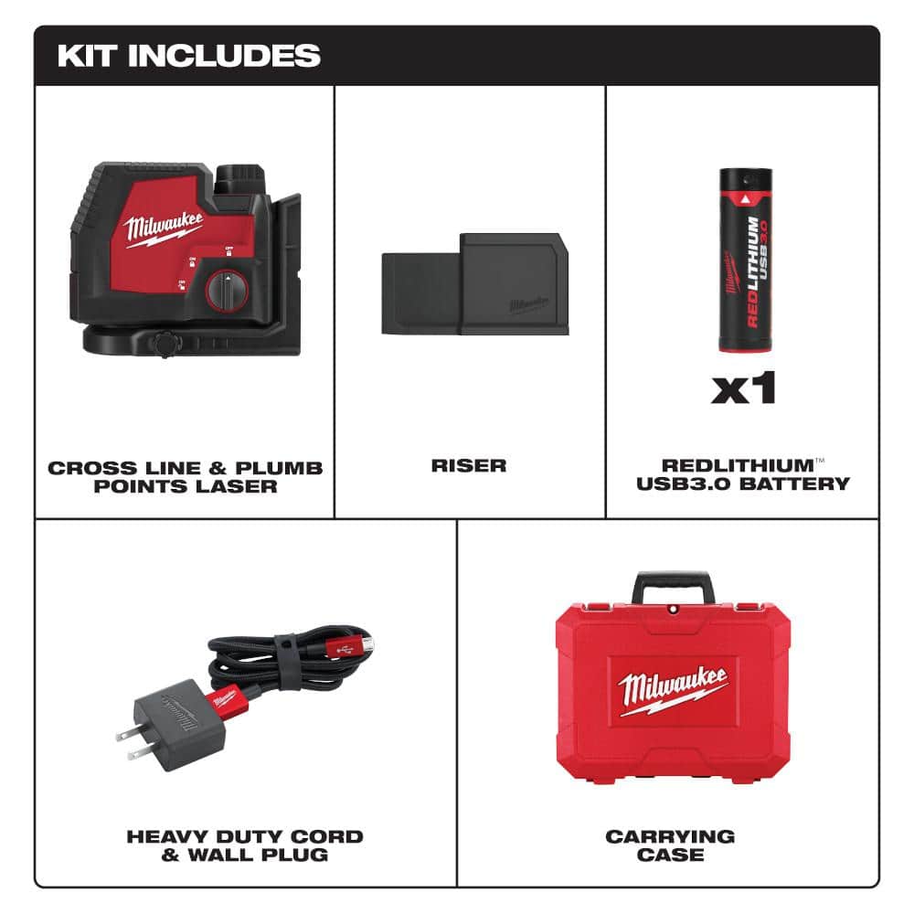 Green 100 ft. Cross Line and Plumb Points Rechargeable Laser Level with - View 3