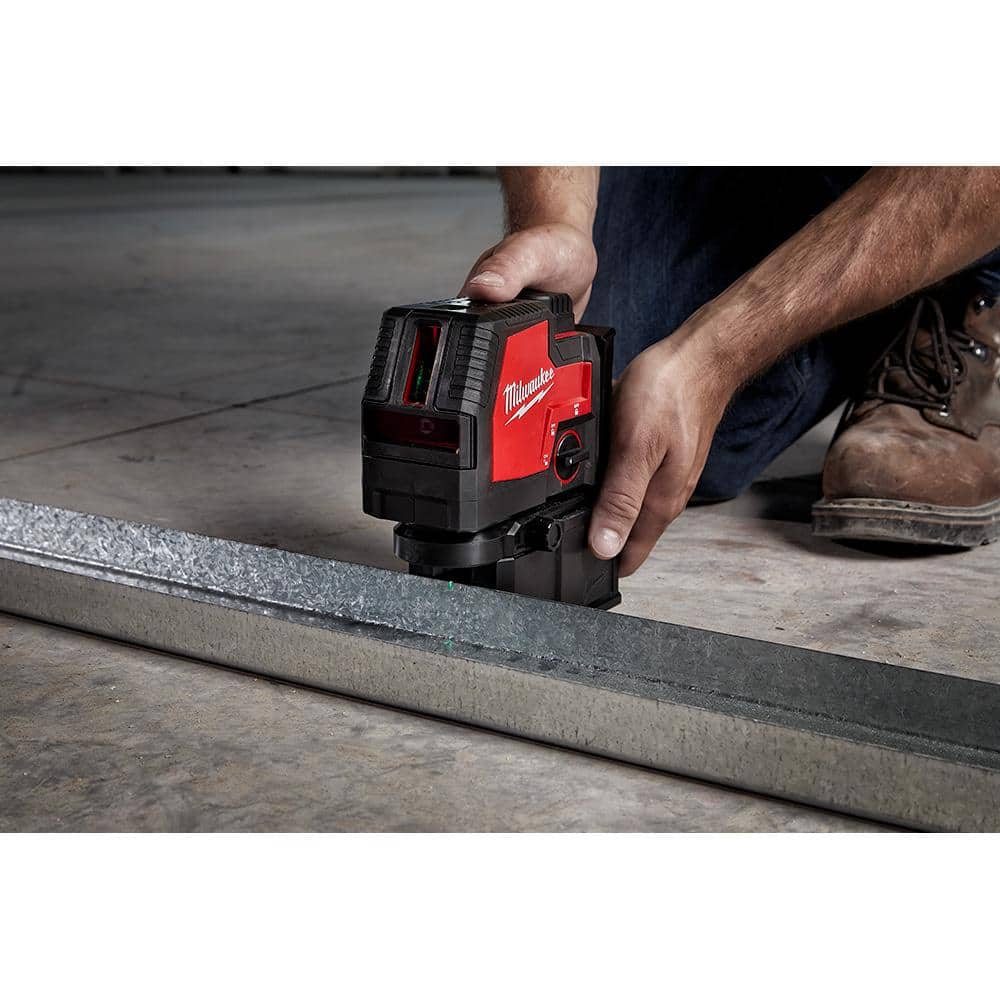 Green 100 ft. Cross Line and Plumb Points Rechargeable Laser Level with - View 6