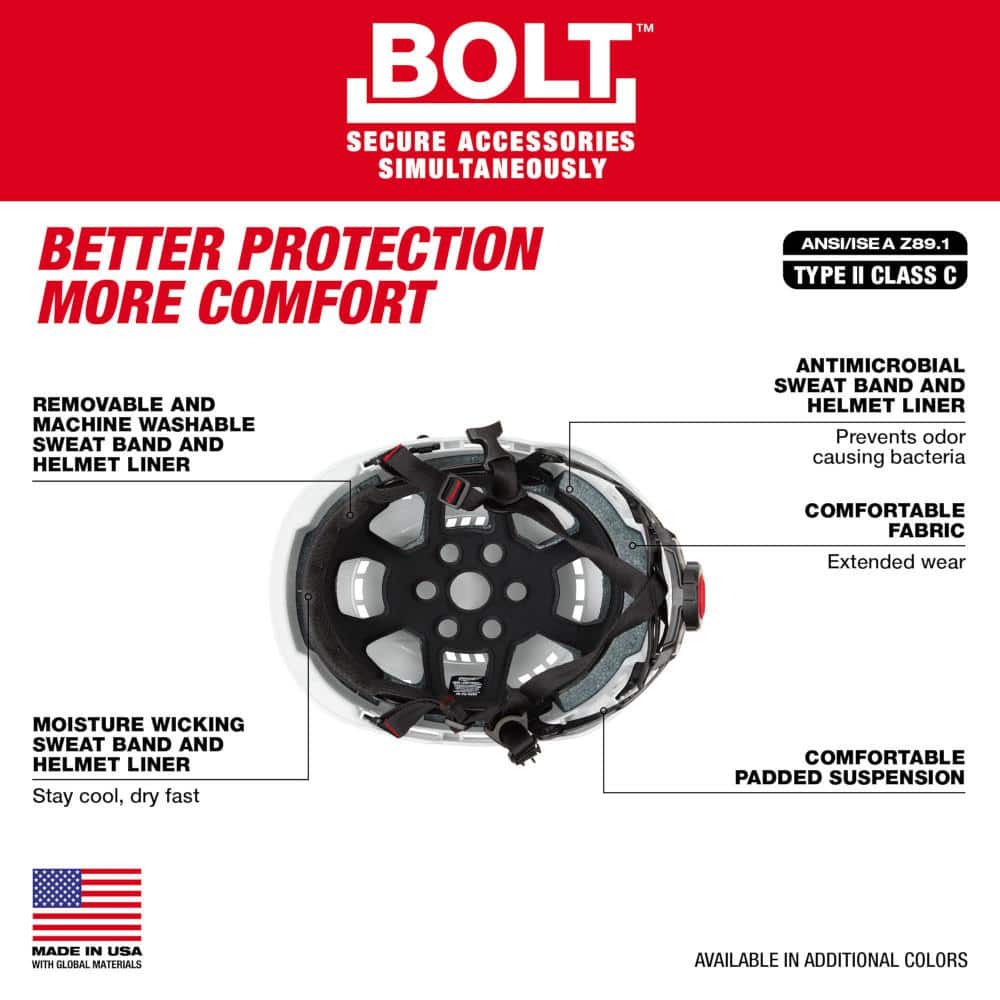 BOLT White Type 2 Class C Vented Safety Helmet - View 4