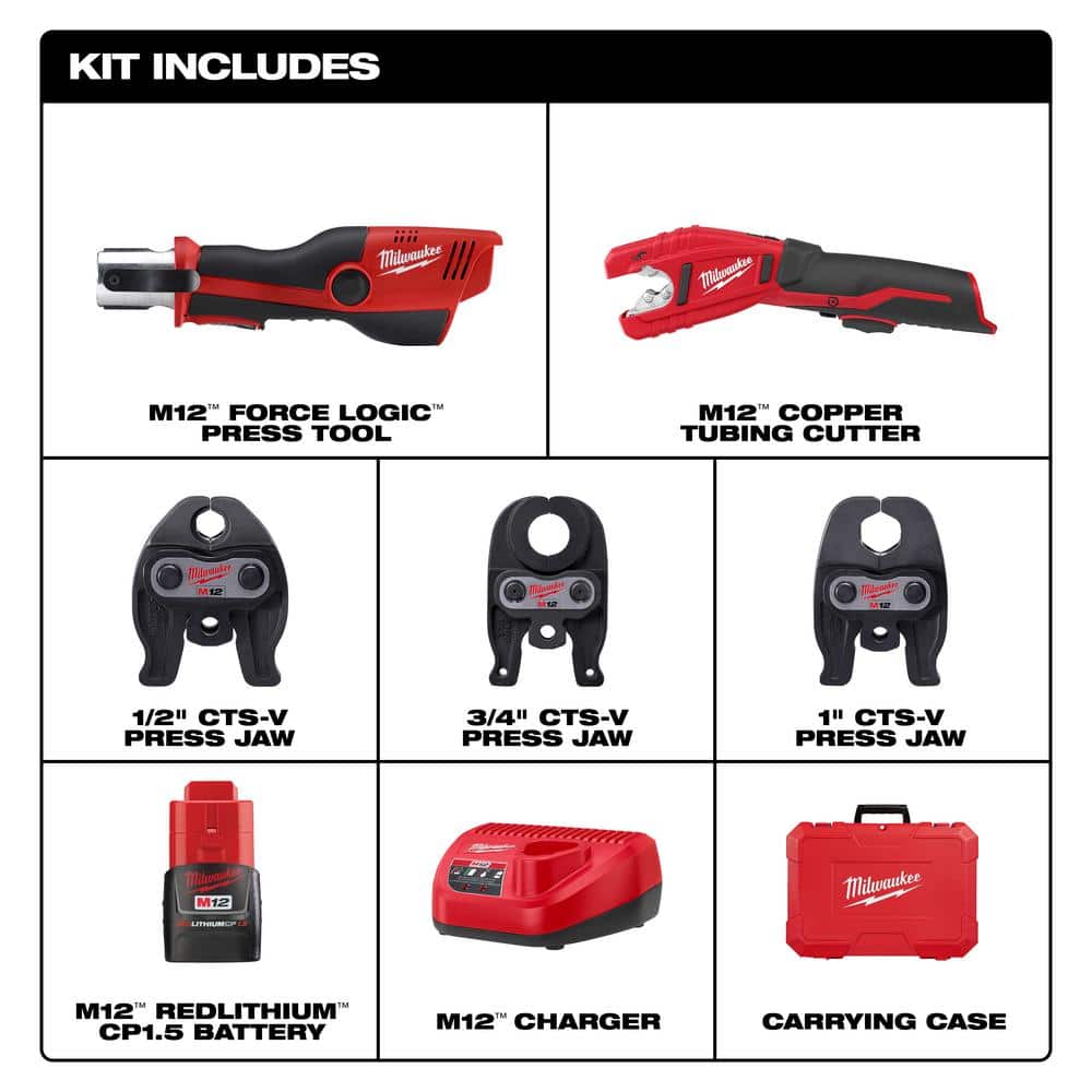 M12 12-Volt Lithium-Ion Force Logic Cordless Press Tool Kit with M12 Copper - View 3