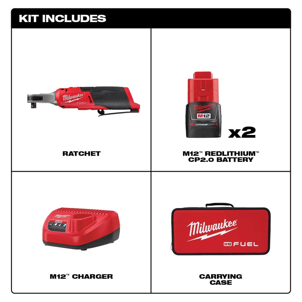 M12 FUEL 12V Lithium-Ion Brushless Cordless High Speed 3/8 in. Ratchet Kit - View 2