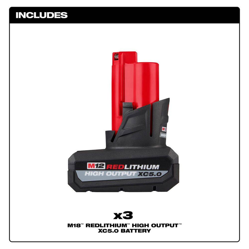 M12 12-Volt Lithium-Ion XC High Output 5 Ah Battery (3-Pack) - View 2