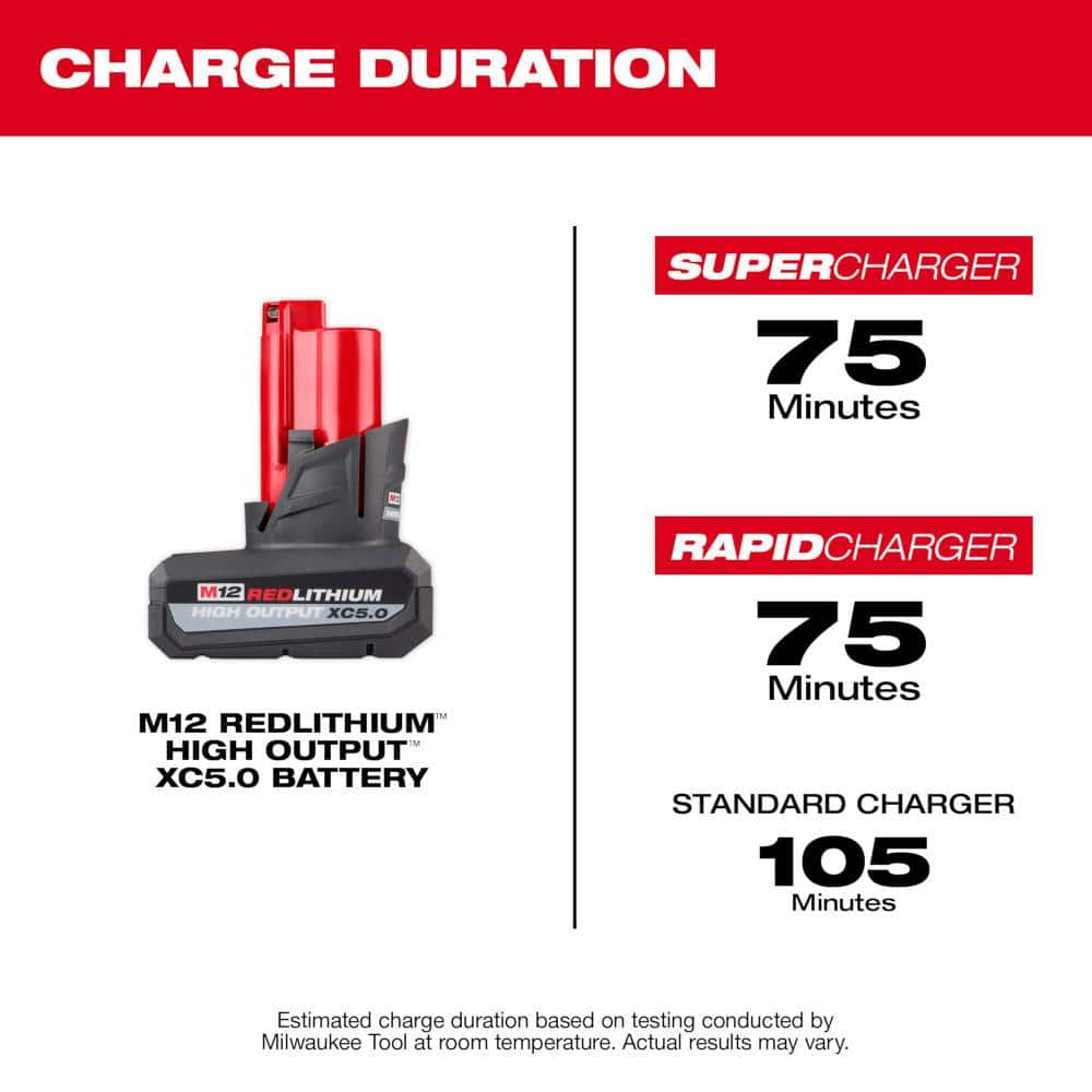 M12 12-Volt Lithium-Ion XC High Output 5 Ah Battery (3-Pack) - View 5