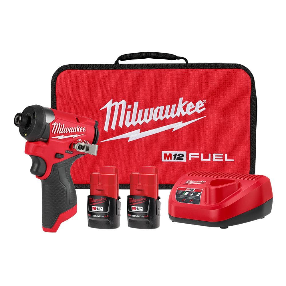 M12 FUEL 12V Lithium-Ion Brushless Cordless 1/4 in. Hex Impact Driver Kit w/Two