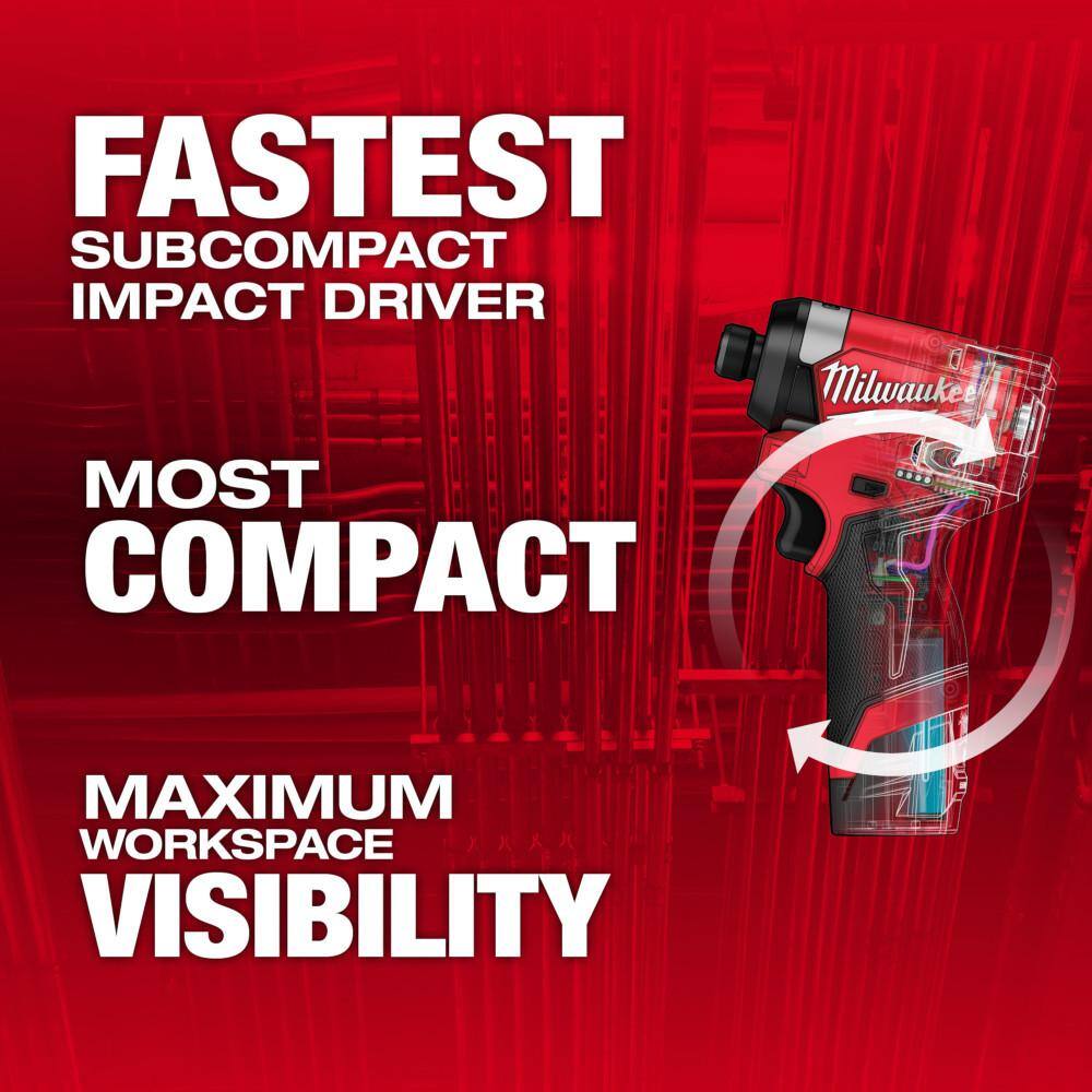 M12 FUEL 12V Lithium-Ion Brushless Cordless 1/4 in. Hex Impact Driver Kit w/Two - View 2