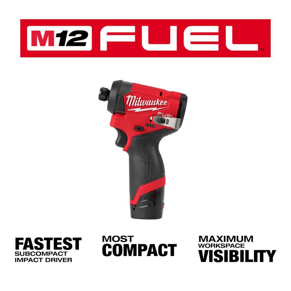 M12 FUEL 12V Lithium-Ion Brushless Cordless 1/4 in. Hex Impact Driver Kit w/Two - View 5