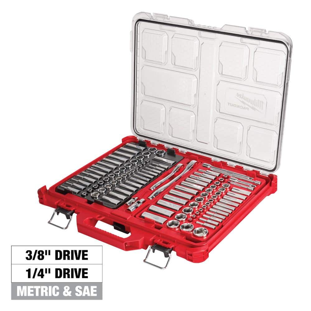 3/8 in. and 1/4 in. Drive SAE/Metric Ratchet and Socket Mechanics Tool Set with