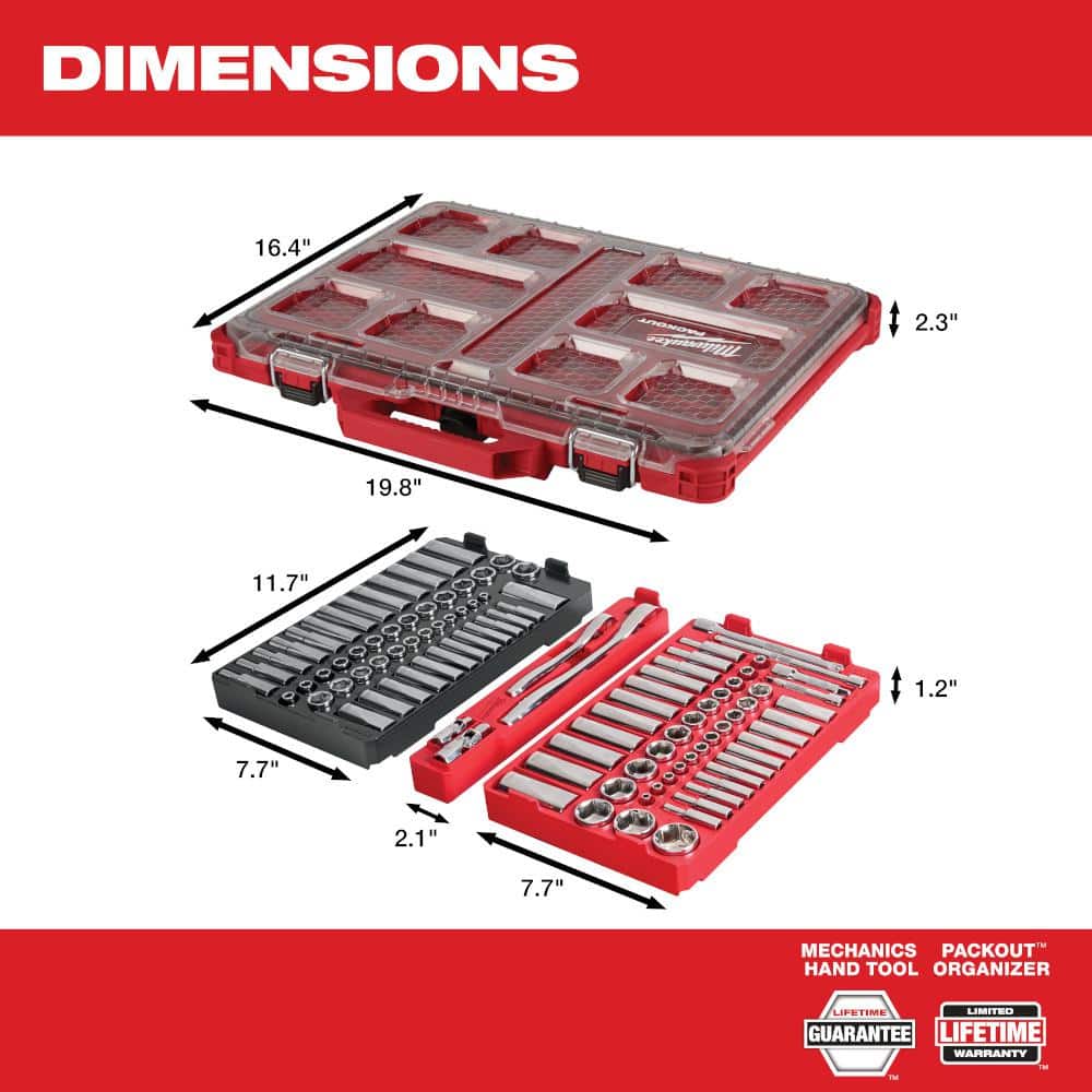 3/8 in. and 1/4 in. Drive SAE/Metric Ratchet and Socket Mechanics Tool Set with - View 4