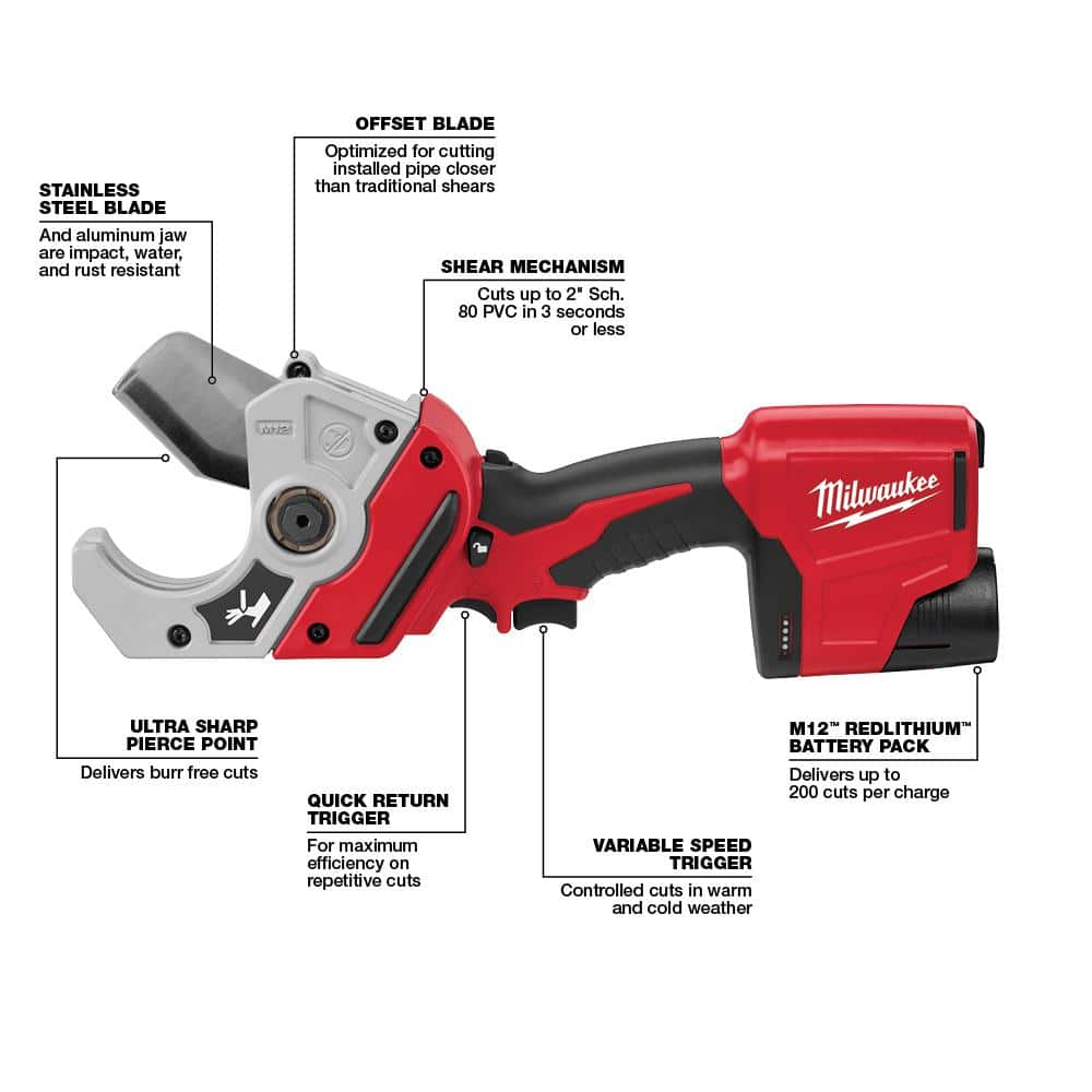 M12 12V Lithium-Ion Cordless PVC Pipe Shear (Tool-Only) - View 6