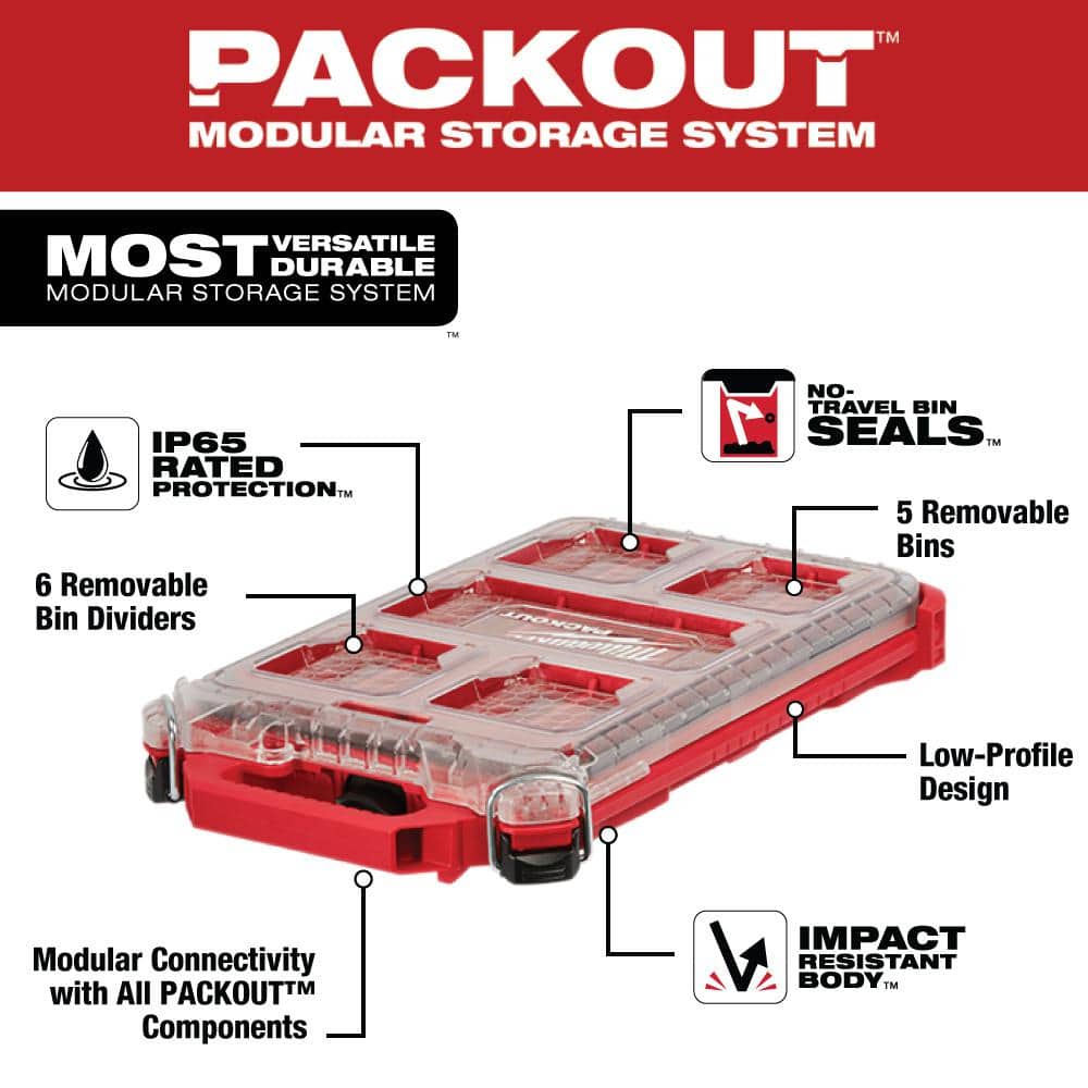 PACKOUT 5-Compartment Low-Profile Compact Small Parts Organizer - View 3