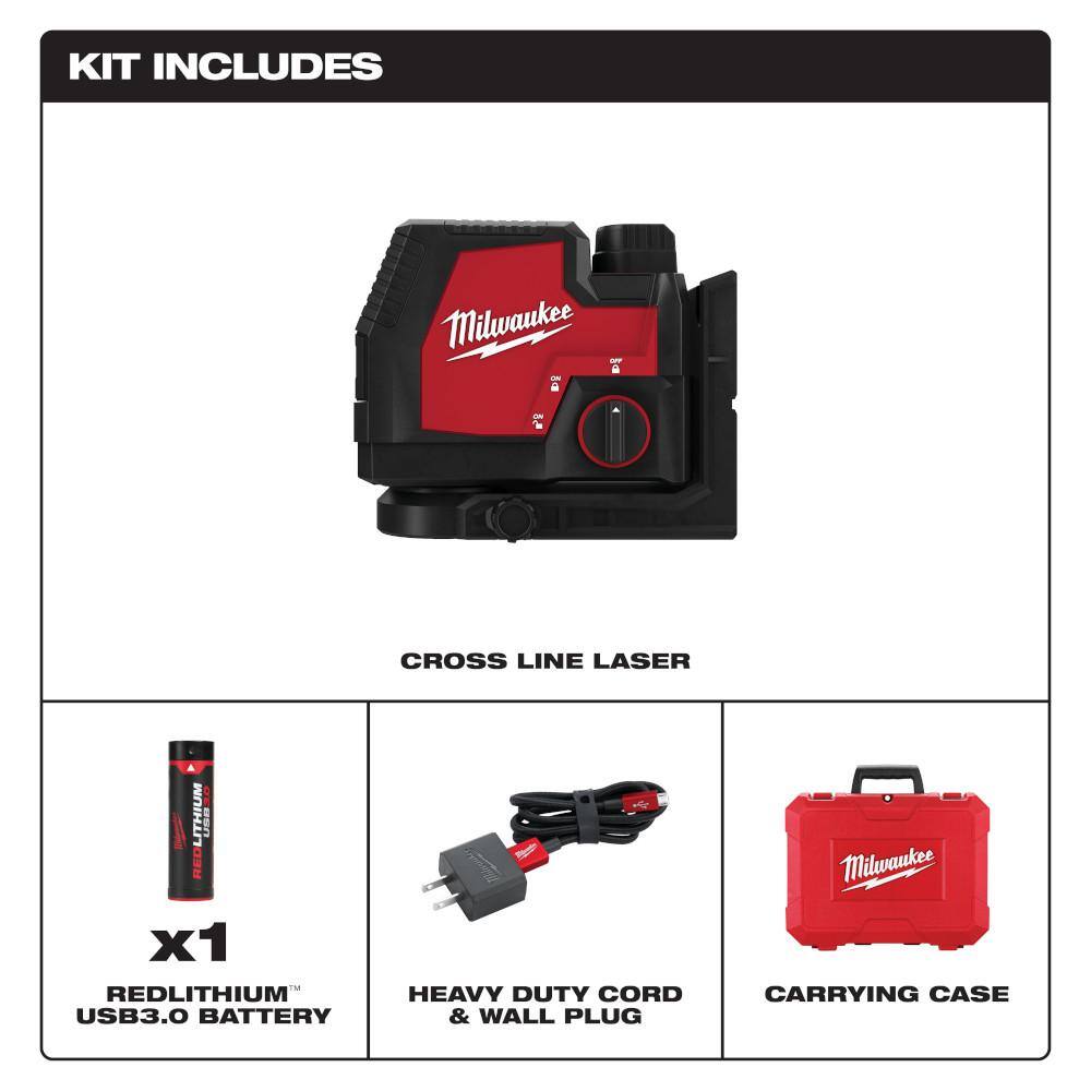 100 ft. REDLITHIUM Lithium-Ion USB Green Rechargeable Cross Line Laser Level - View 3