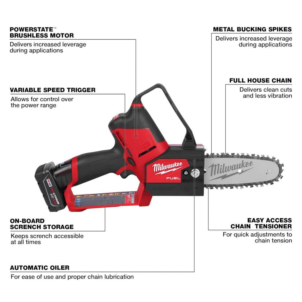 M12 FUEL 12V Lithium-Ion Brushless Battery 6 in. HATCHET Pruning Saw Kit with