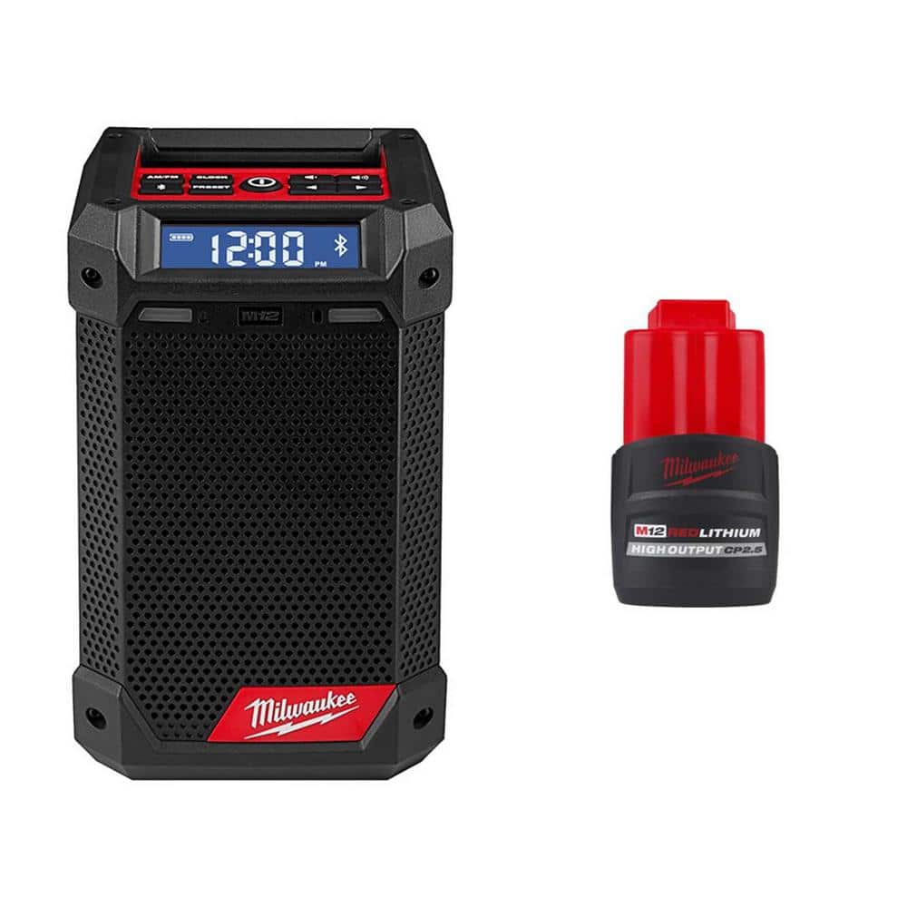 M12 12V Lithium-Ion Cordless Bluetooth/AM/FM Jobsite Radio with M12 12V