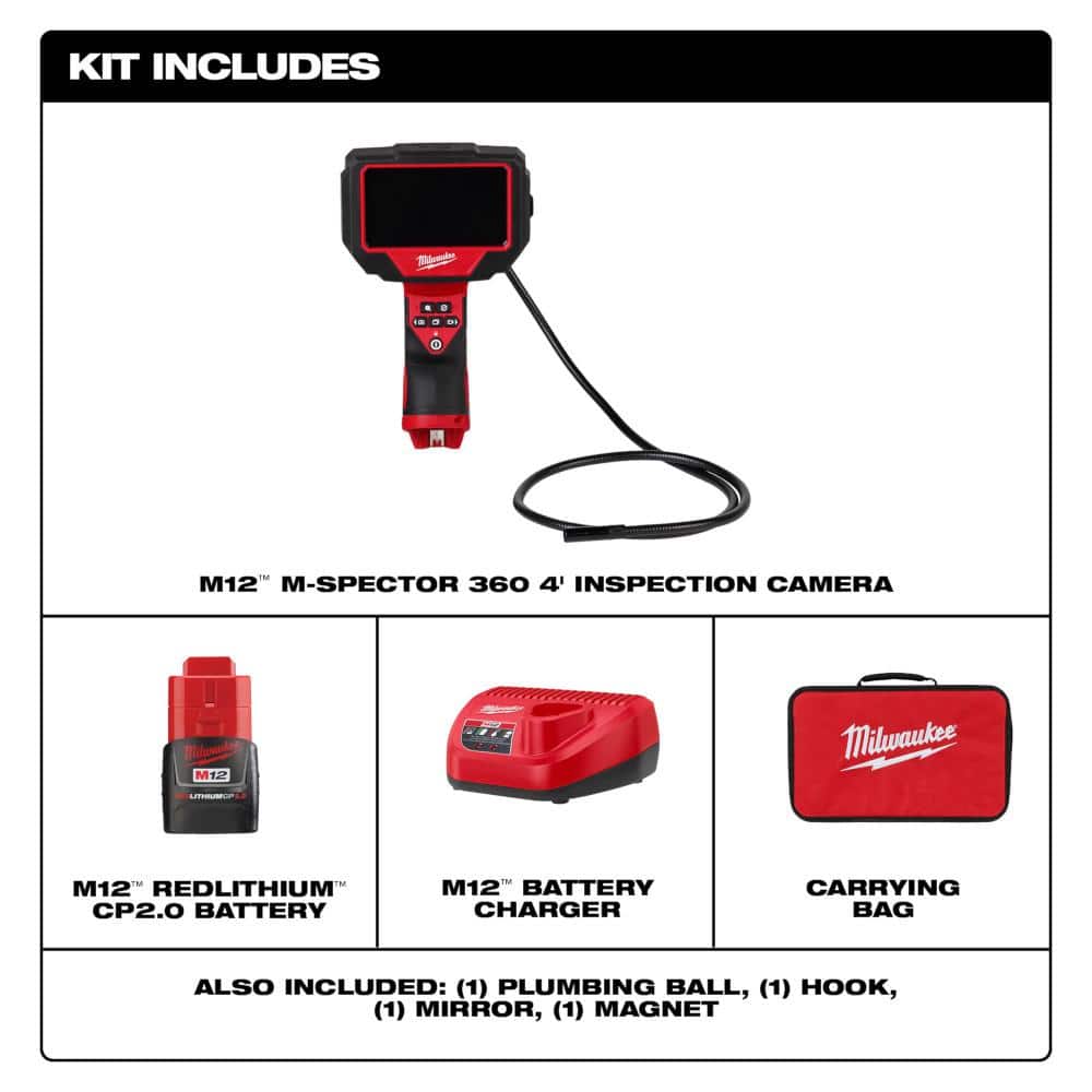 M12 12V Lithium-Ion Cordless M-SPECTOR 360-Degree 4 ft. Inspection Camera Kit - View 2