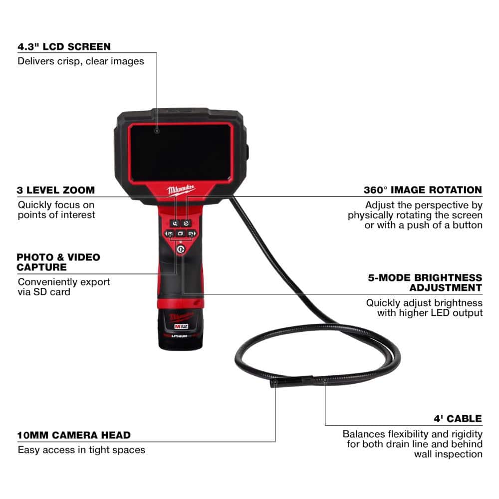 M12 12V Lithium-Ion Cordless M-SPECTOR 360-Degree 4 ft. Inspection Camera Kit - View 3