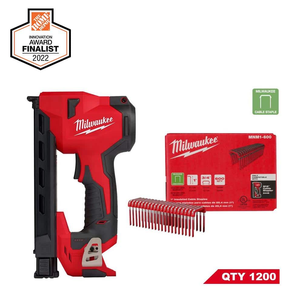 M12 12 Volt Lithium Ion Cordless Cable Stapler w/1 in. Insulated Cable Staples