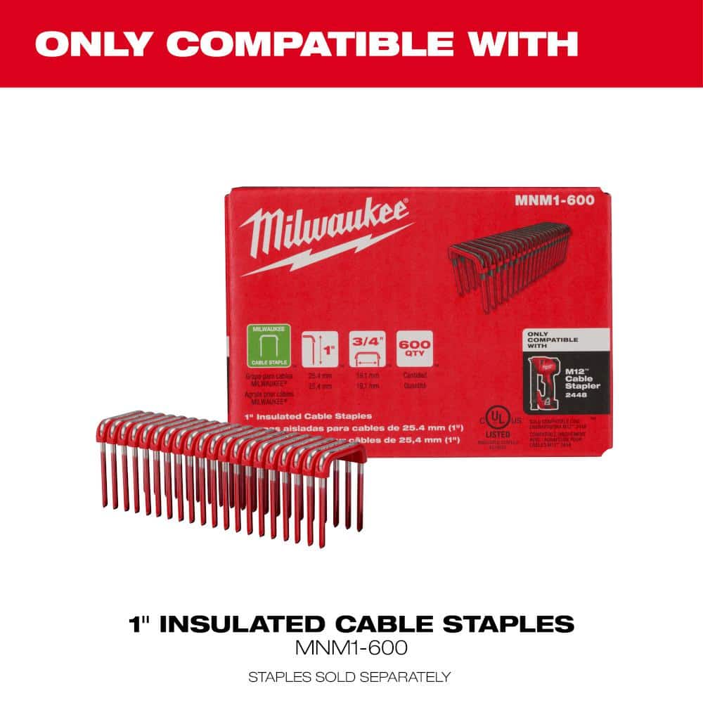 M12 12 Volt Lithium Ion Cordless Cable Stapler w/1 in. Insulated Cable Staples - View 4