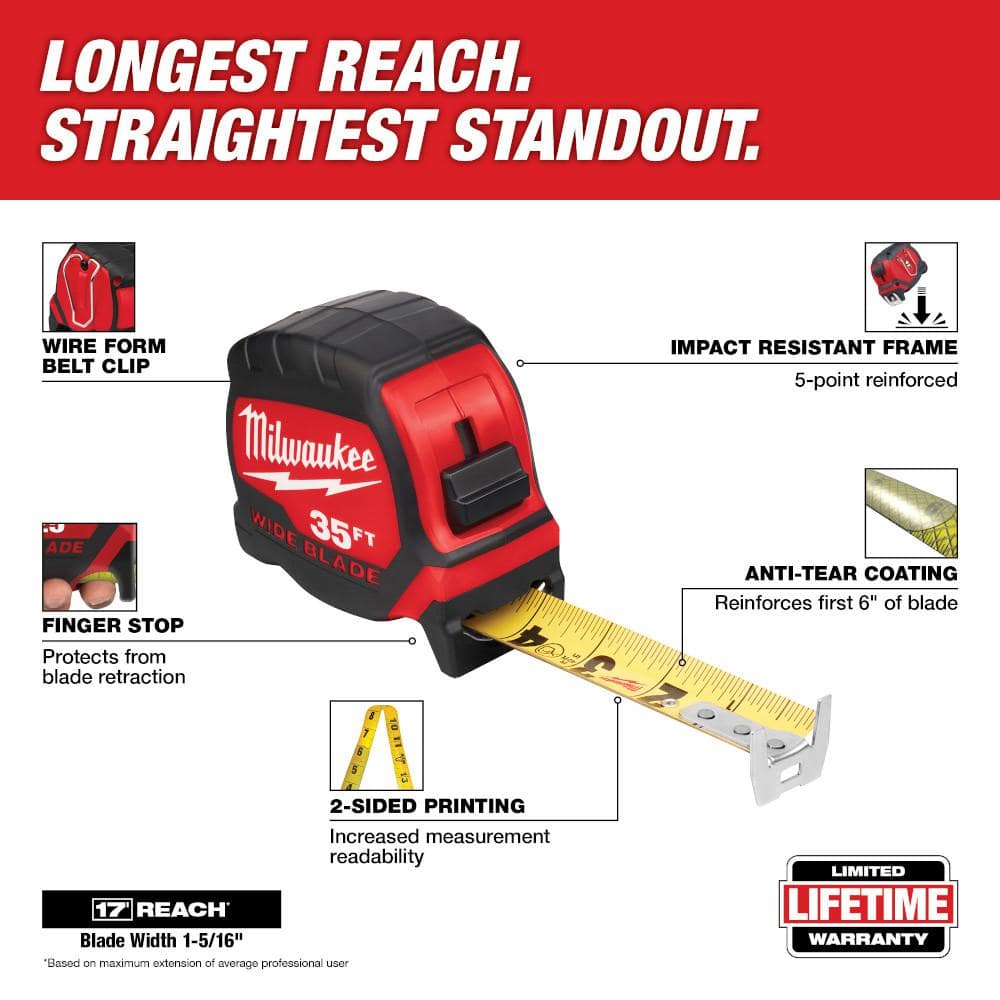 35 ft. x 1-5/16 in. Wide Blade Tape Measure with 17 ft. Reach - View 2
