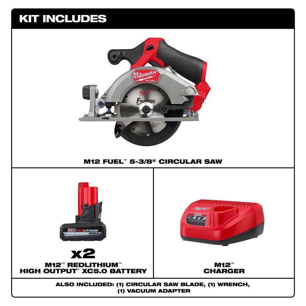 M12 FUEL 12V Lithium-Ion Brushless 5-3/8 in. Cordless Circular Saw with M12 XC - View 2