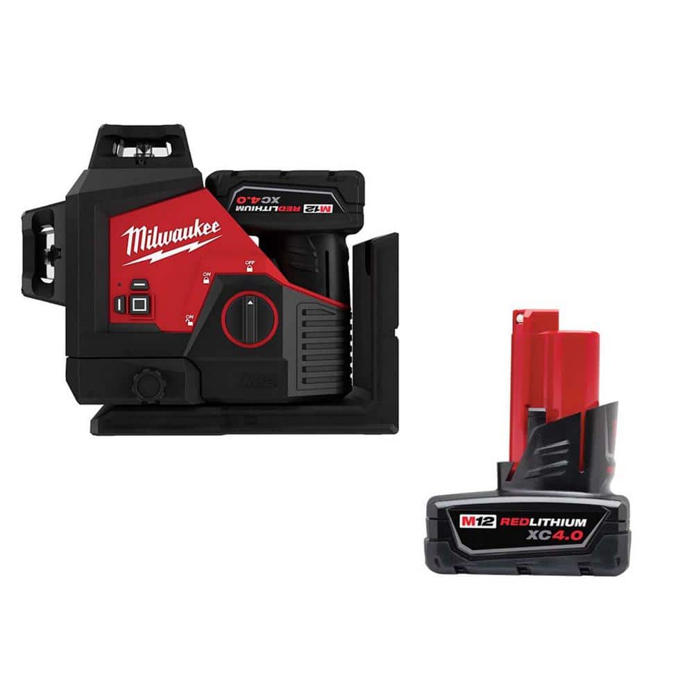 M12 12-Volt Lithium-Ion Cordless 250 ft. Green 3-Plane Laser Level Kit with One