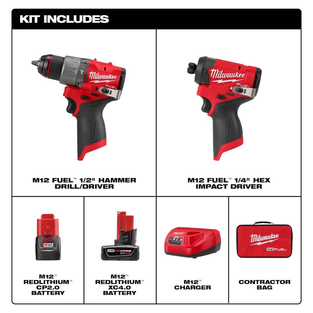 M12 FUEL 12V Lithium-Ion Brushless Cordless Hammer Drill/Impact Driver Combo - View 2