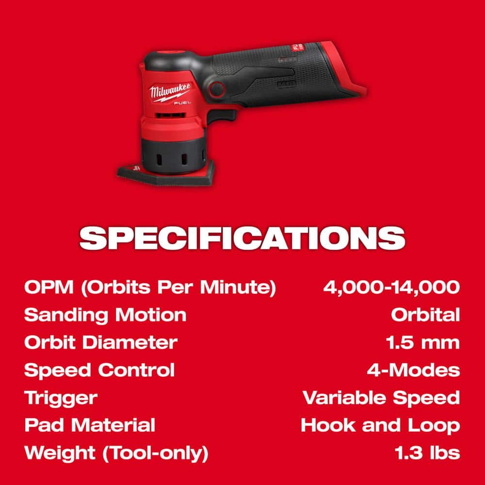 M12 FUEL 12-Volt Lithium-Ion Brushless Cordless Orbital Detail Sander w/XC 4.0 - View 6