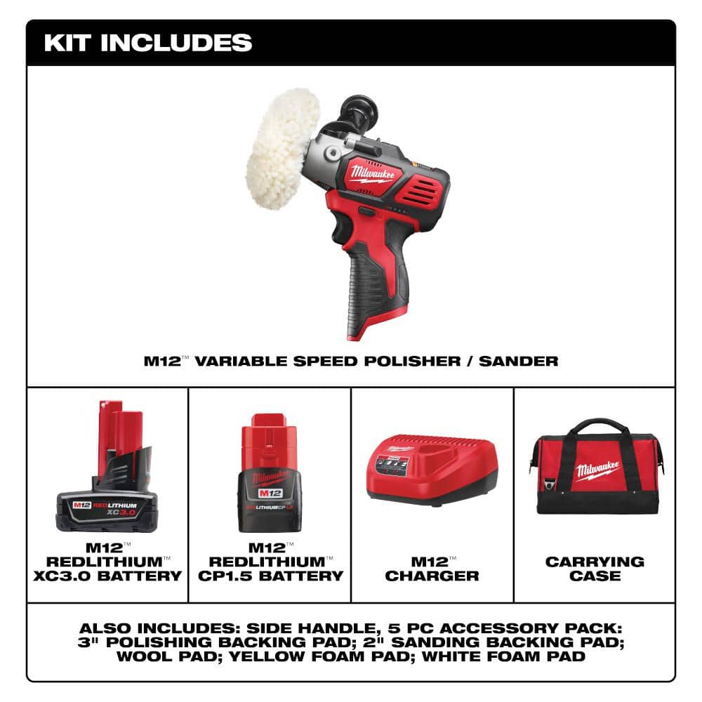 M12 12V Lithium-Ion Cordless Variable Speed Polisher/Sander Kit W/(2) M12 - View 2