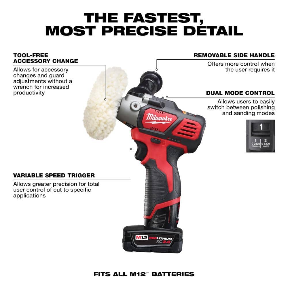 M12 12V Lithium-Ion Cordless Variable Speed Polisher/Sander Kit W/(2) M12 - View 3
