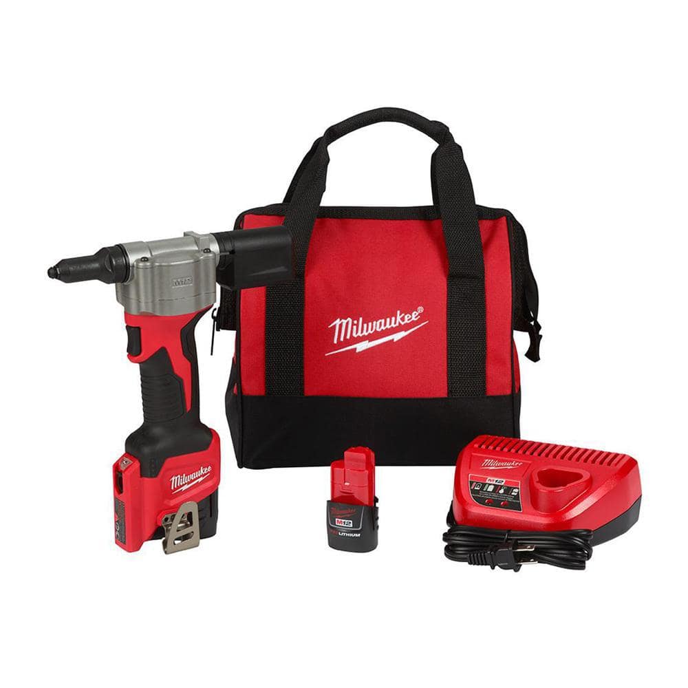 M12 12-Volt Lithium-Ion Cordless Rivet Tool Kit with (2) 1.5Ah Batteries and