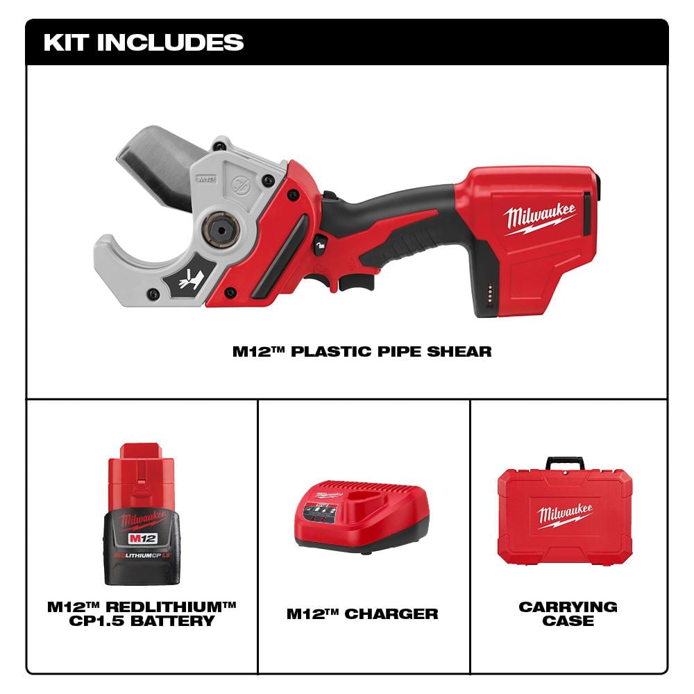 M12 12V Lithium-Ion Cordless PVC Shear Kit with One 1.5 Ah Battery, Charger and - View 3