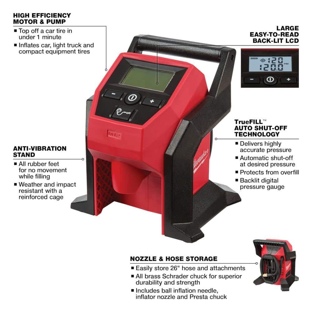 M12 12-Volt Lithium-Ion Cordless Electric Portable Inflator (Tool-Only) - View 3