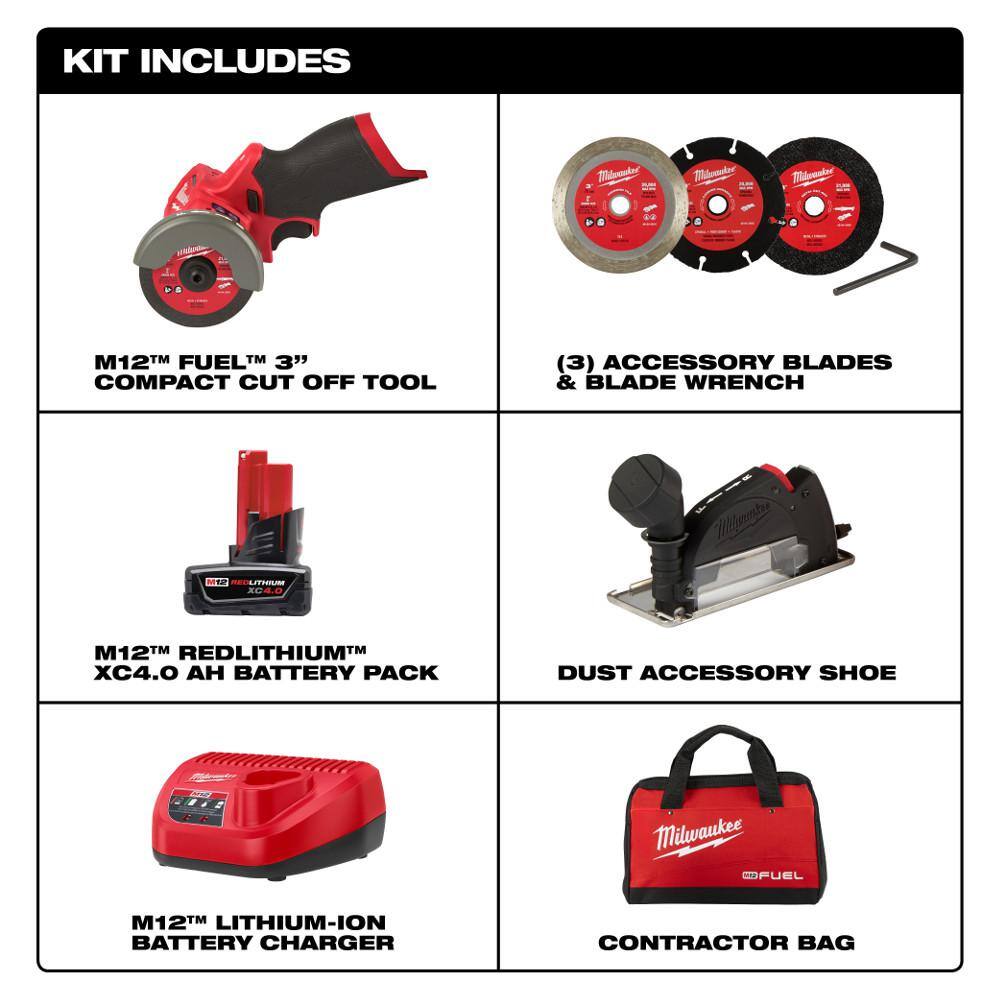 M12 FUEL 12V 3 in. Lithium-Ion Brushless Cordless Cut Off Saw Kit with One 4.0 - View 3