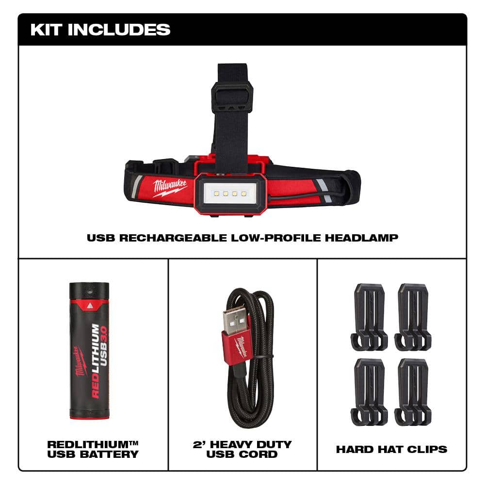 600 Lumens LED REDLITHIUM USB Low-Profile Hard Hat Headlamp (2-Pack) - View 2