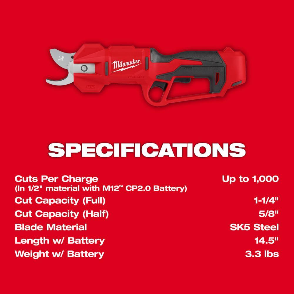 M12 12V Cordless Brushless Pruner Shears (Tool Only) - View 4