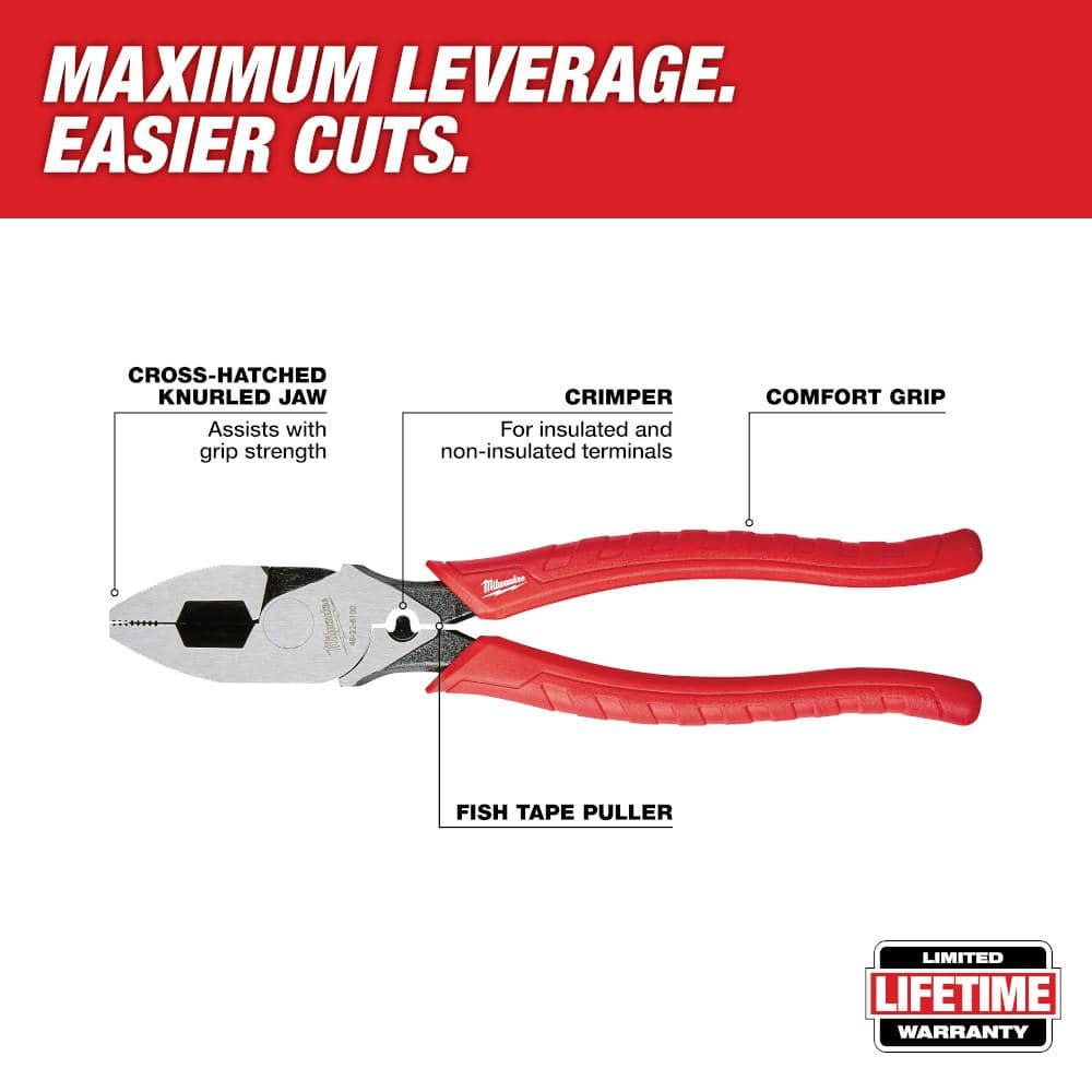 9 in. High Leverage Lineman's Pliers with Crimper - View 3