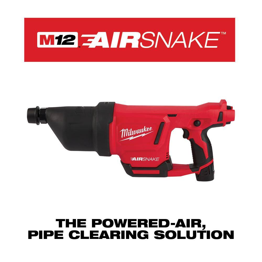 M12 12-Volt Lithium-Ion Cordless Drain Cleaning Airsnake Air Gun Kit with (1) - View 6