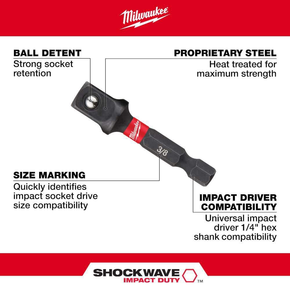 SHOCKWAVE Impact Duty 1/4 in. Hex Shank Socket Adapter Set (3-Piece) - View 3