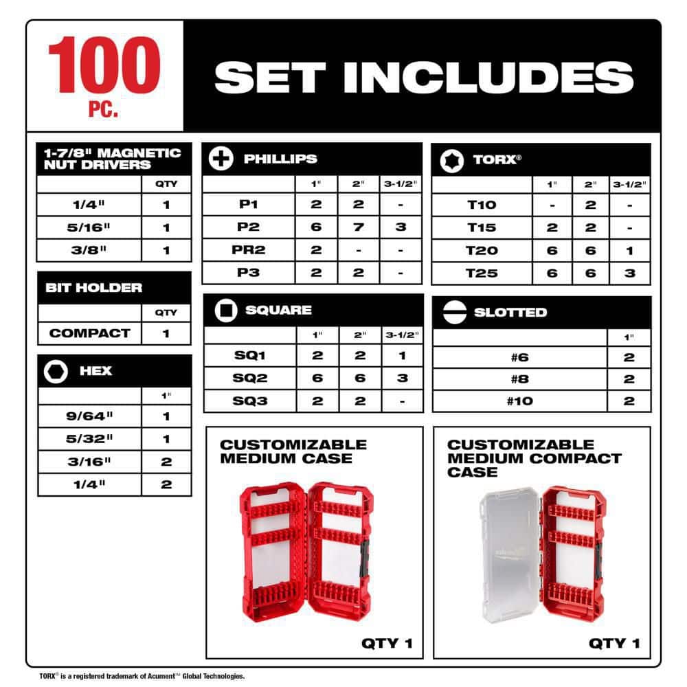 SHOCKWAVE Impact-Duty Alloy Steel Screw Driver Bit Set (100-Piece) - View 3