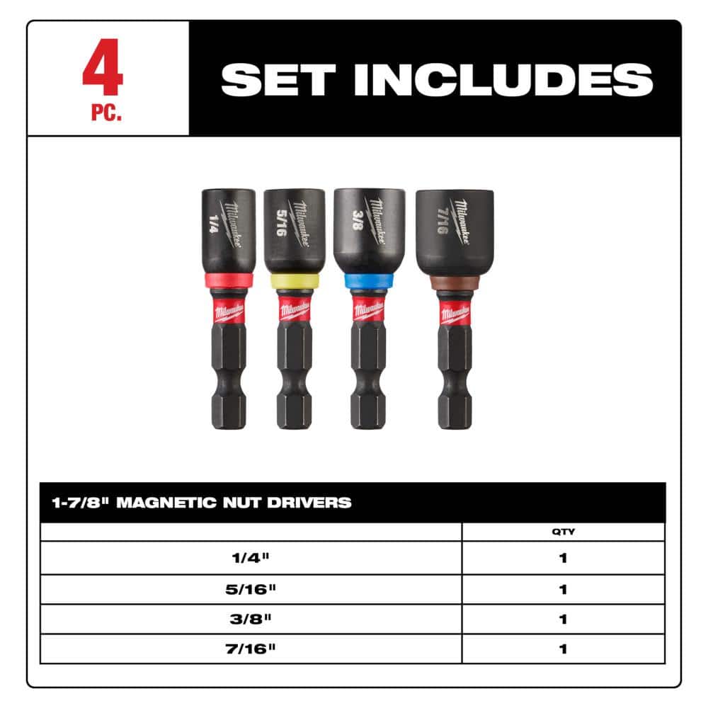 SHOCKWAVE Impact Duty 1-7/8 in. Alloy Steel Magnetic Nut Driver Set (4-Piece) - View 2