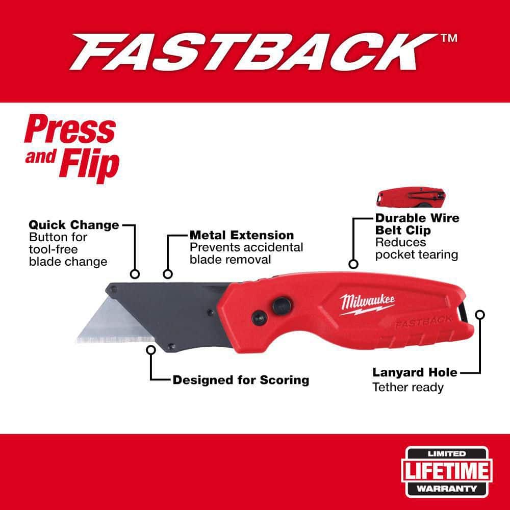 FASTBACK Compact Folding Utility Knife with General Purpose Blade - View 2