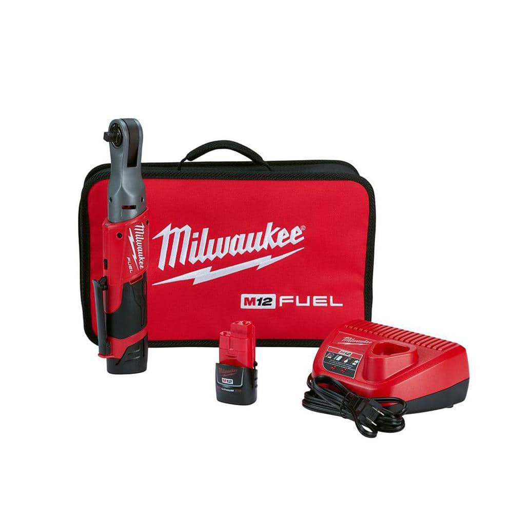 M12 FUEL 12V Lithium-Ion Brushless Cordless 3/8 in. Ratchet Kit with (2) 2.0Ah