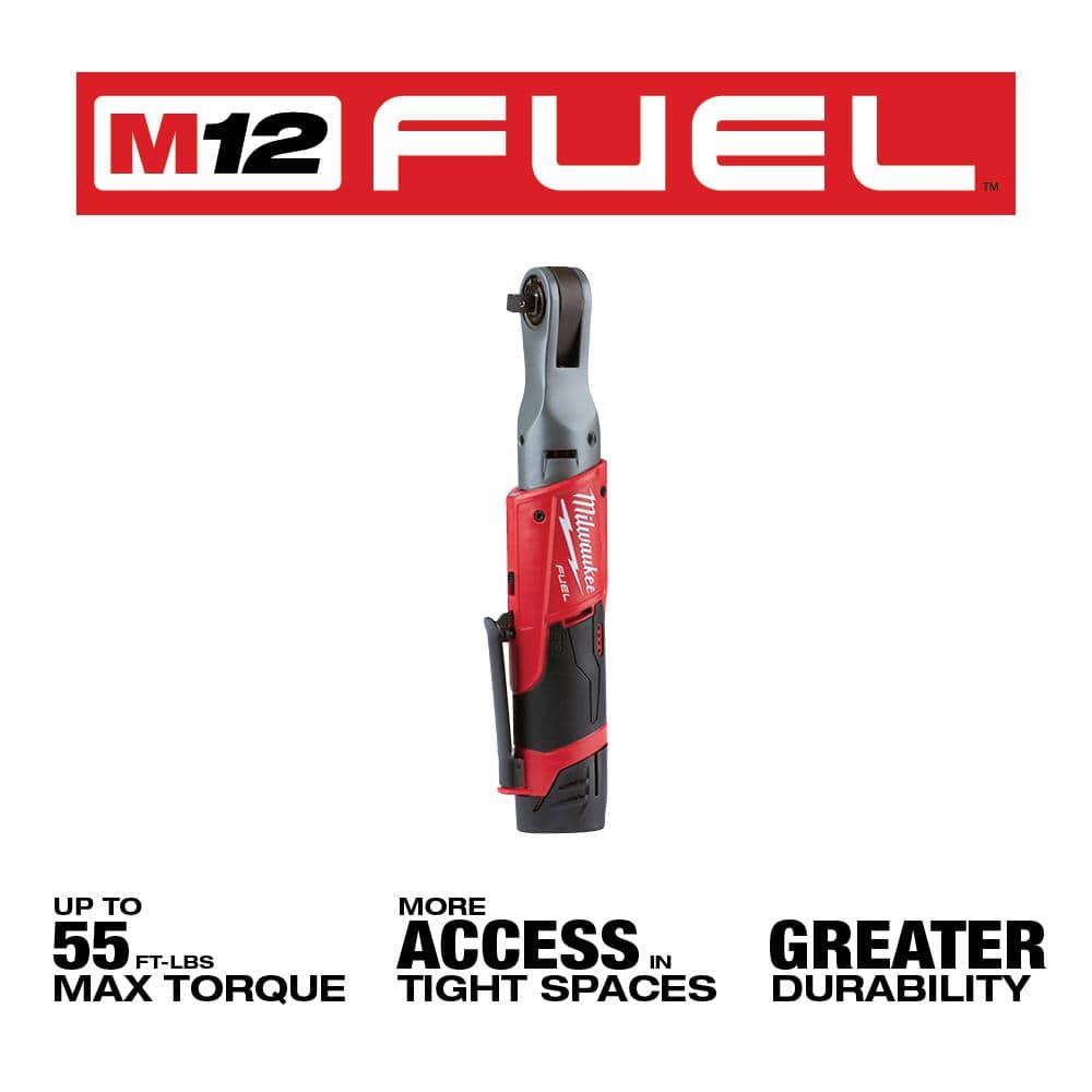 M12 FUEL 12V Lithium-Ion Brushless Cordless 3/8 in. Ratchet Kit with (2) 2.0Ah - View 3