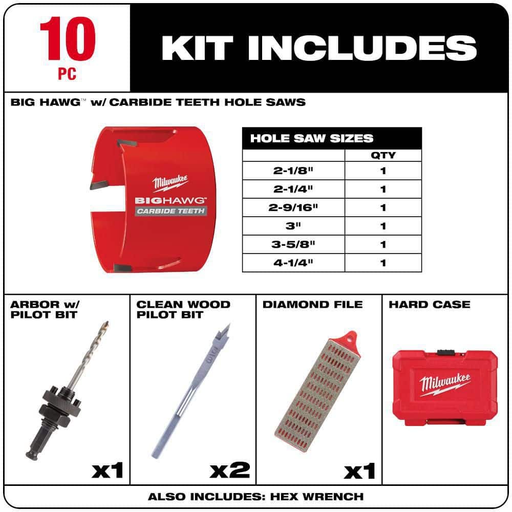 BIG HAWG Carbide Hole Saw Kit (10-Piece) - View 3