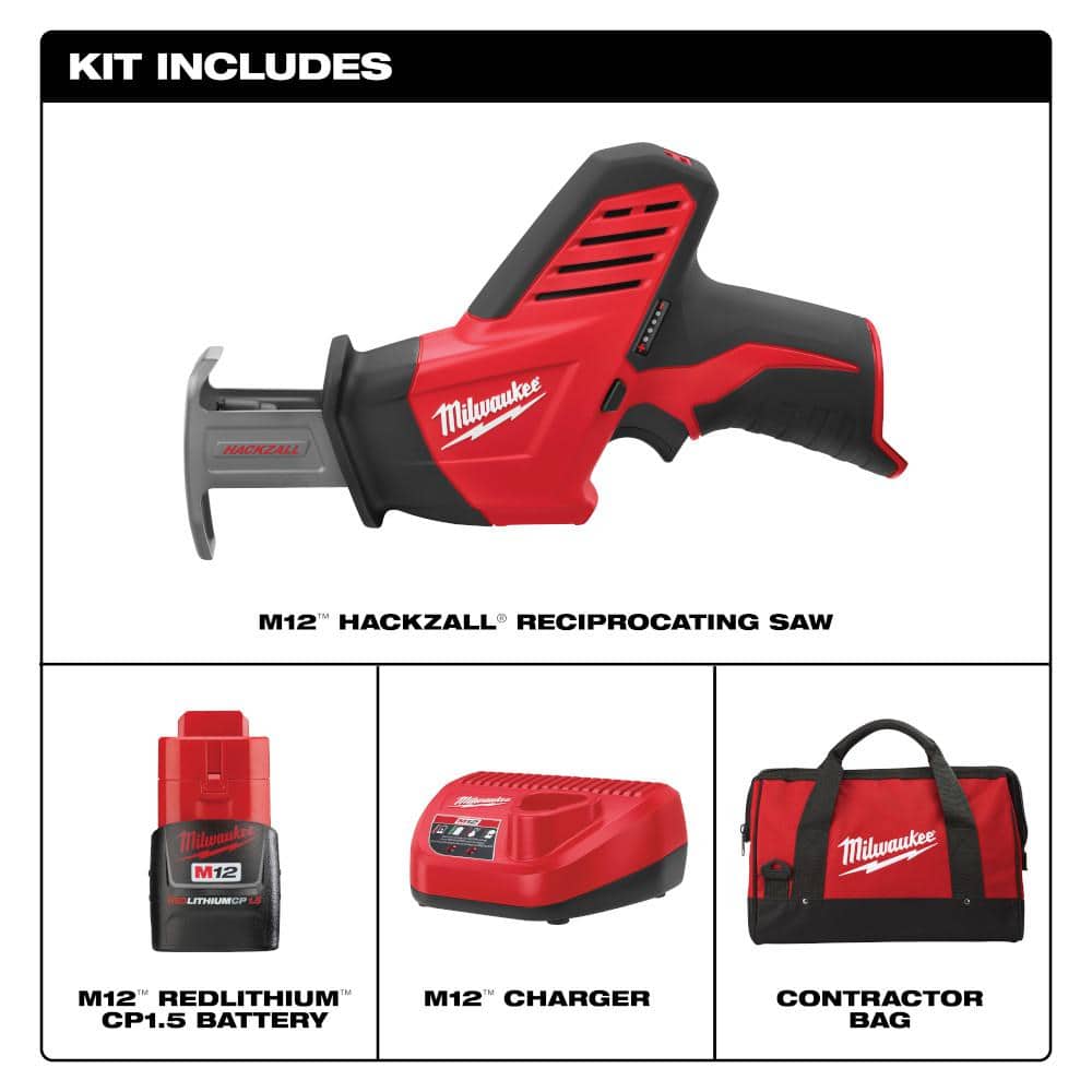 M12 12V Lithium-Ion HACKZALL Cordless Reciprocating Saw Kit with One 1.5Ah - View 2